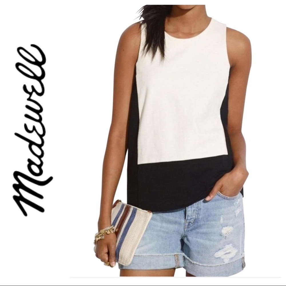 MADEWELL BLACK CREAM COLOR BLOCK PONTE KNIT…